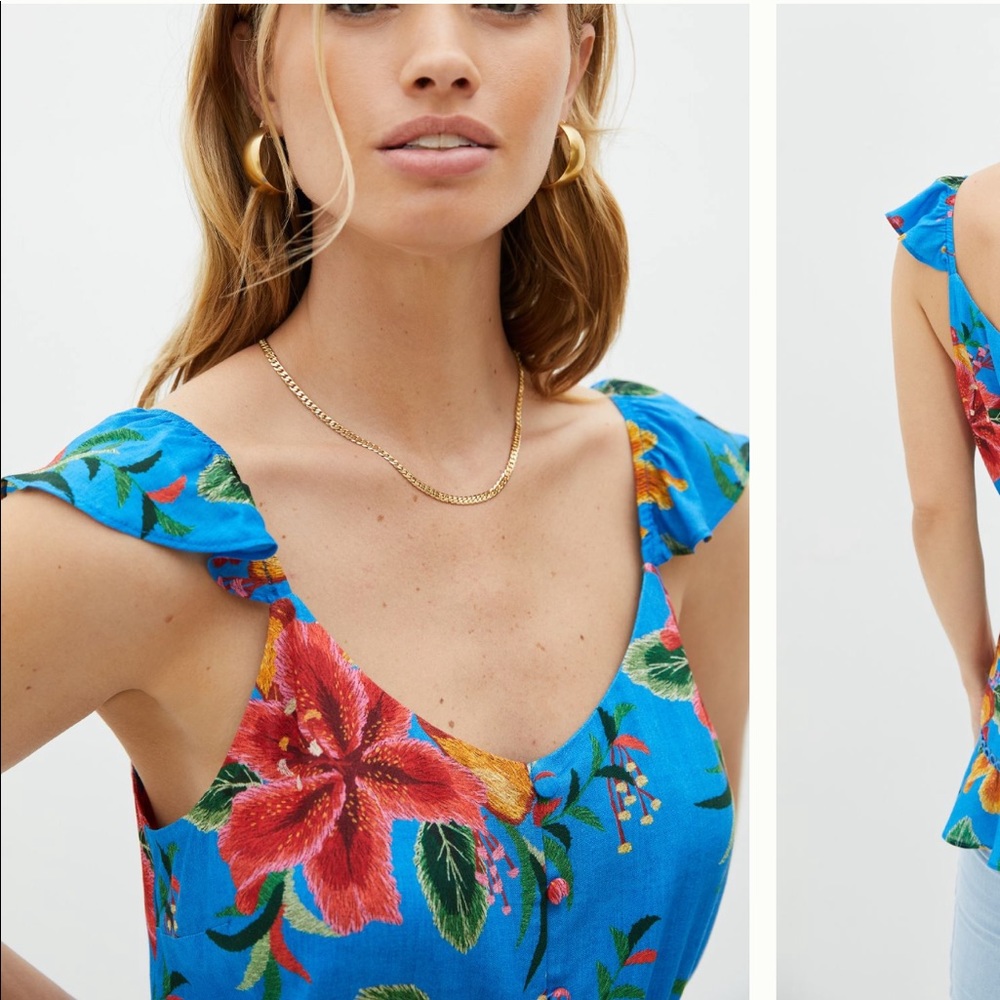 ANTHRO Farm Rio Ruffled Floral Tank - Picture 3 of 10